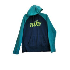 Nike Mens  Hoodie XL Therma Fit Spell Out Pullover Blue Color Block